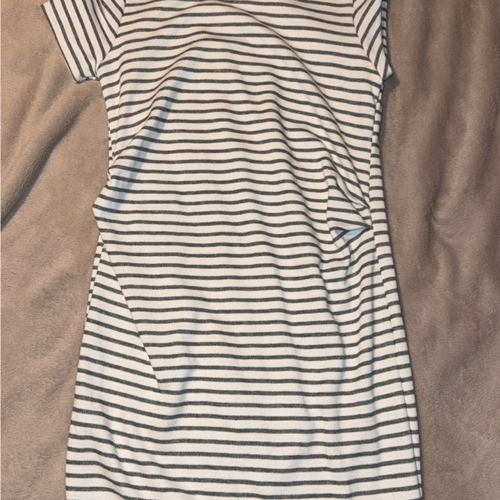 Pinkblush Gray and White Striped Top